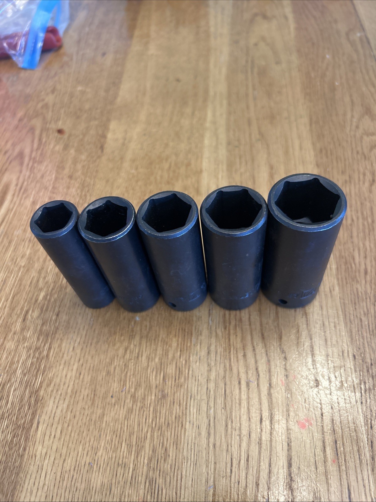 STANLEY – Lot Of 5 Deep Impact SAE Sockets,1/2” Drive,6pt (11/16” – 1-1/16”) USA