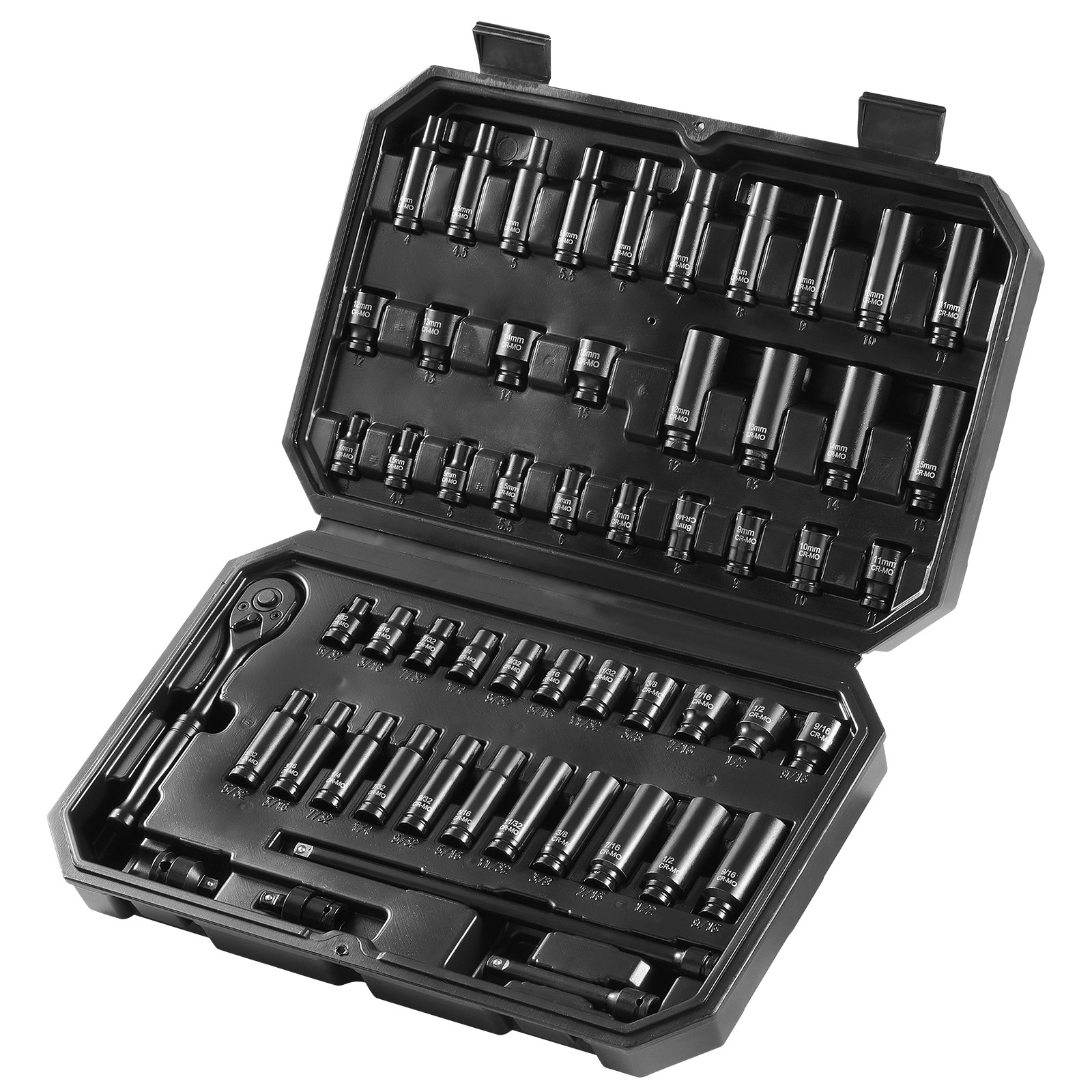 Uimoso Impact Sockets Set 55pcs 6-Point 1/4″ Drive Bit Ratchet Tool Kit Case