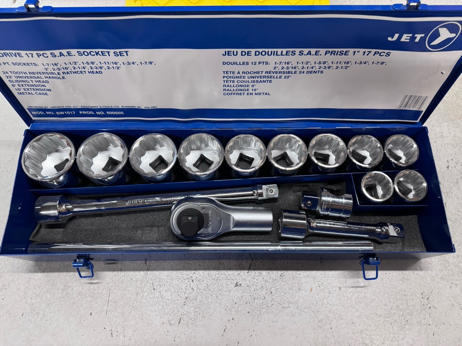 Jet 1 Inch Socket Set 17 Pieces