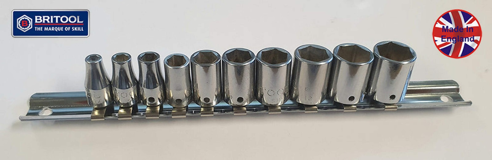 Britool England 10Pc 1/4″ Socket Set (6 Point) 4-14mm