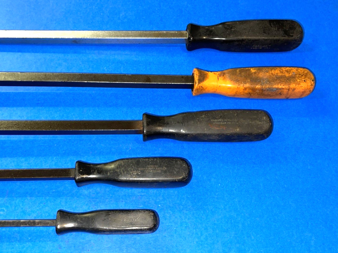 SNAP-ON TOOLS 5 PIECE OLDER PRYBARS & LARGE SCREWDRIVER