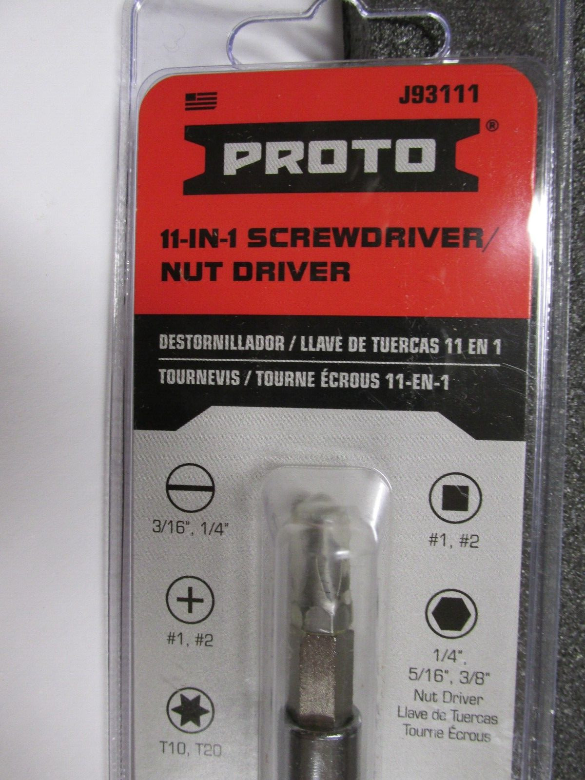 Mechanic Electrician Technician Tool Proto 11-In-1 Screwdriver Nut Driver J93111