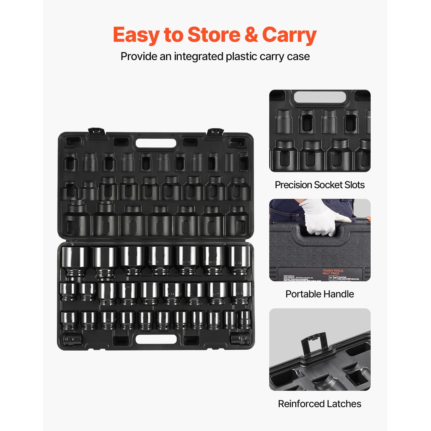 Impact Sockets Set 3/4 Inch Drive 29 PCS 3/4 inch – 2-1/2 inch 6-Point Set