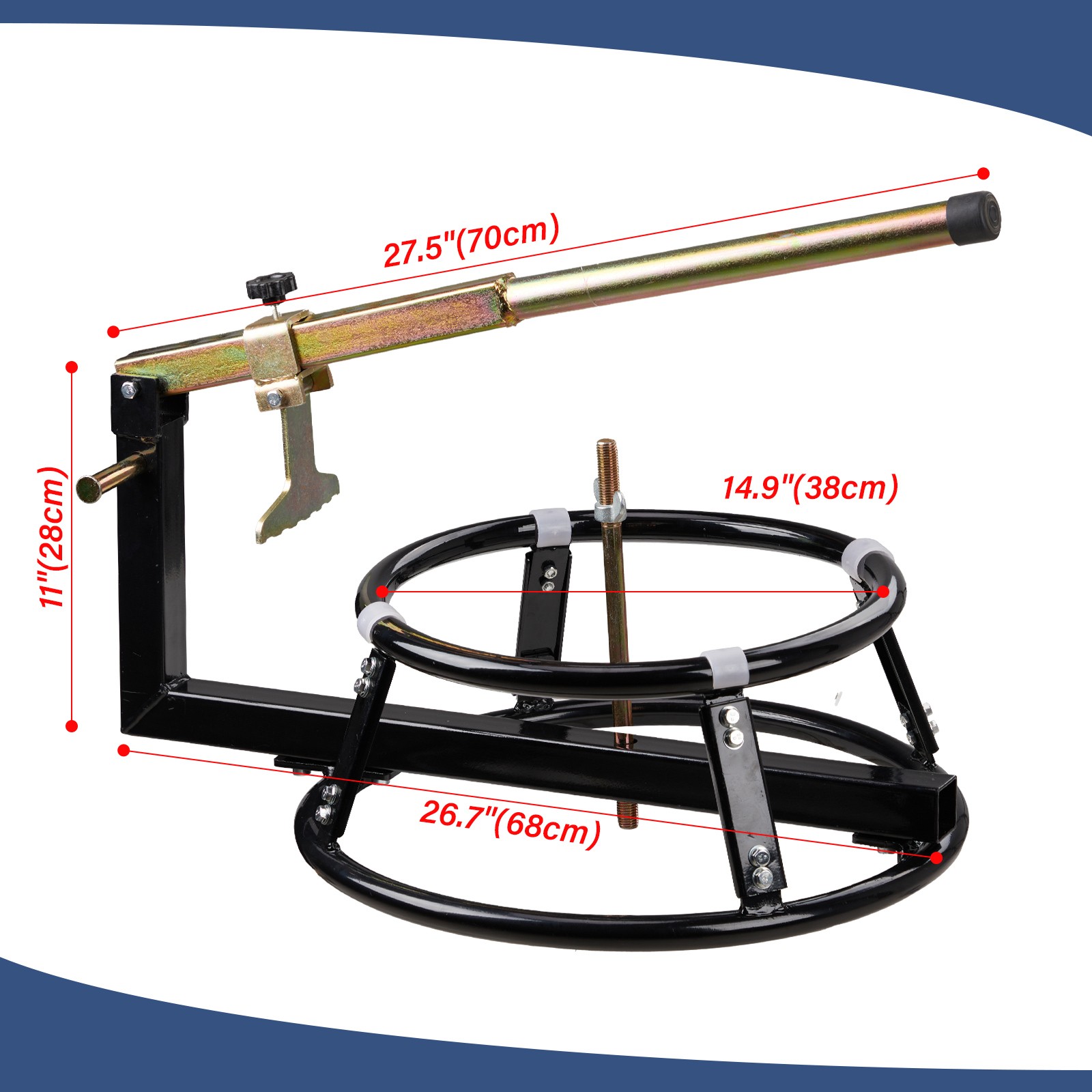 Portable Motorcycle Tire Changing Stand w/Bead Breaker for 16in – 21in Tires