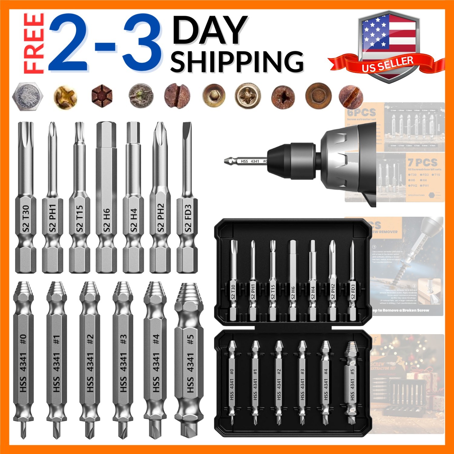 Damaged Screw Extractor Set,13 Pcs Bolt Extractor Set, Stripped Screws Nuts &…