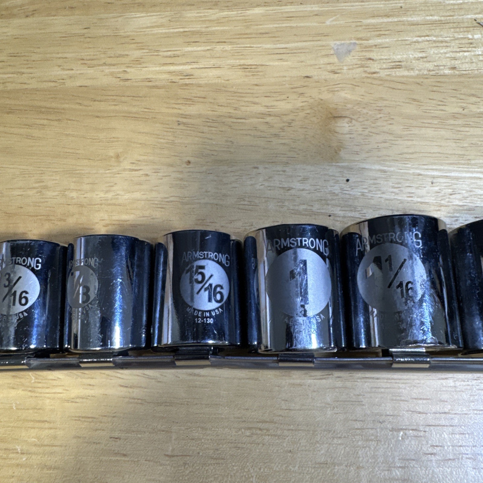 Armstrong 12 Point 1/2 Drive 15 Piece Socket Set 3/8 to 1 1/4” EXCELLENT
