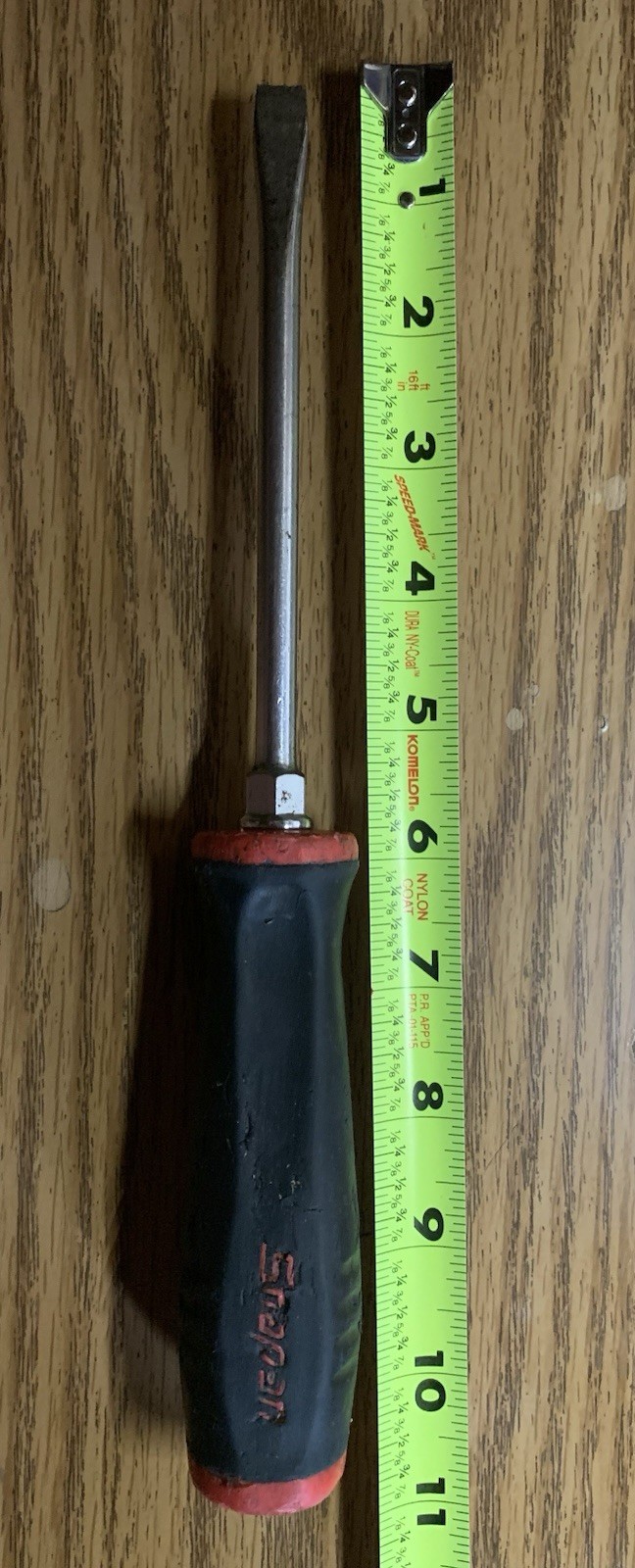 Snap On Tools HD Flat Tip Screwdriver 10-3/4″ Long RED Soft Grip Handle -READ-
