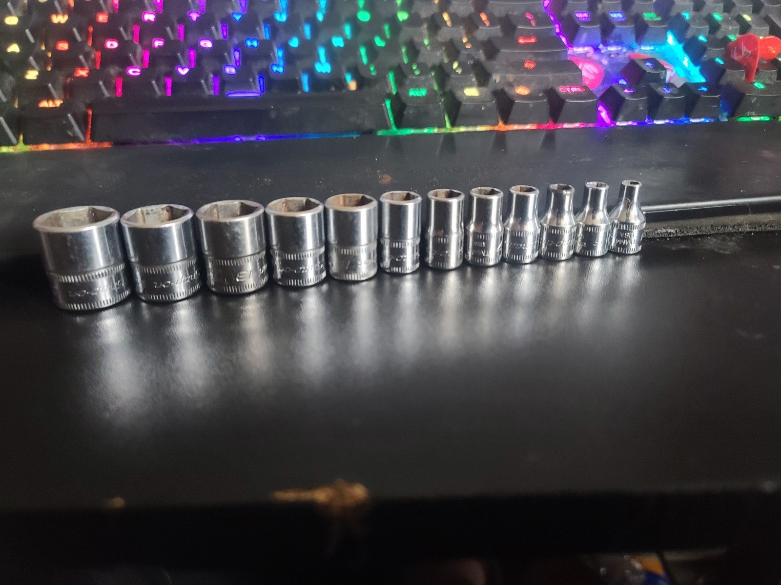 Snap On 12pc 1/4 Drive Shallow Metric Socket Set Missing 10mm 6pt 4 thru 15