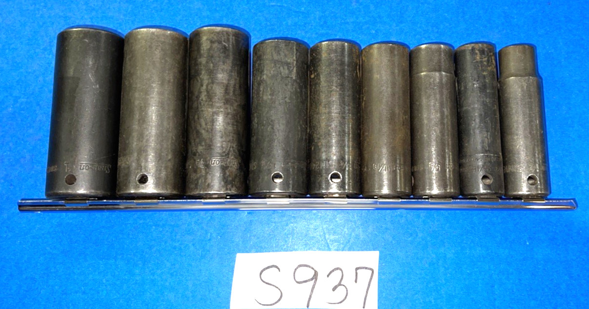 SNAP-ON TOOLS 9 PIECE 1/2 DRIVE SAE. DEEP IMPACT SOCKET SET 309SIMYA