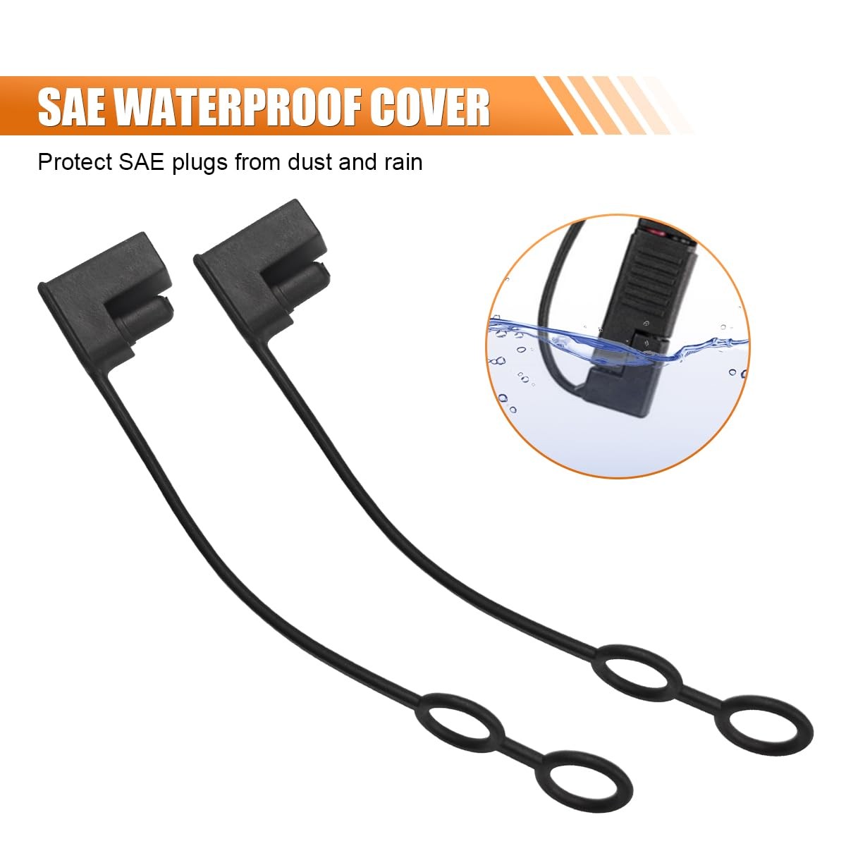 DUSCOKE 2 Pin Plug Replacement Weather Cap, SAE Waterproof Black-8PCS