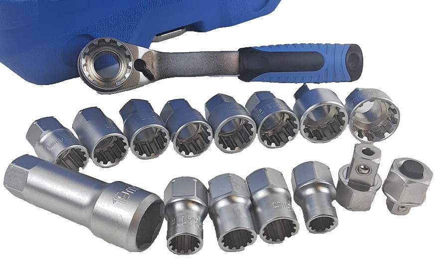 17-PC Metric 3/8″ and 1/2″ Driver GO THROUGH Pass-go-thru Socket Ratcheting SET