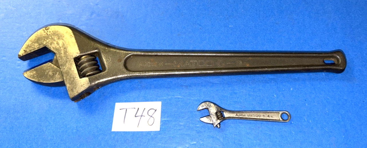 MATCO TOOLS 2 PIECE ADJUSTABLE CRESCENT STYLE WRENCHES 4 AND 15 INCHES
