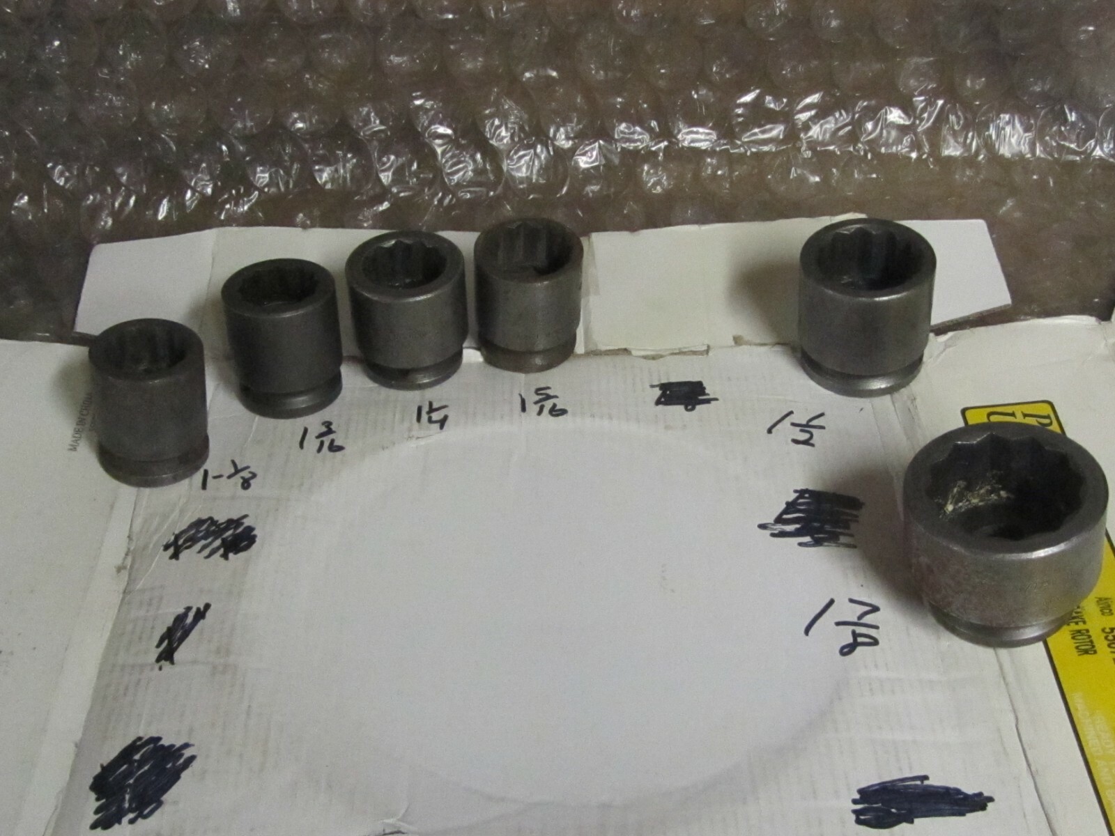 APEX 3/4″ DRIVE 12 POINT IMPACT SOCKETS LOT OF 6 1-1/8 ,1-3/16,1-1/4,1-1/2