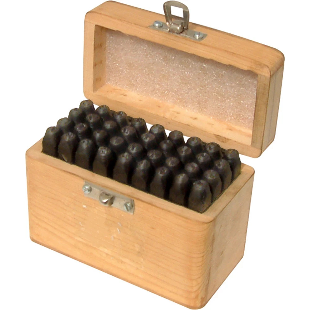 Silverline 36PC 5mm Letter & Number Stamp Set High Carbon Steel Wooden Box