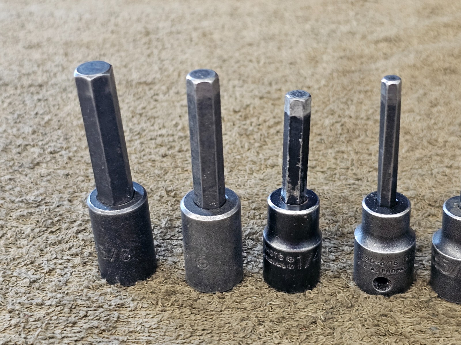 6 Proto Professional Impact Hex Socket Bit 3/8″ Drive 5/16 1/4 3/16 1/8 7290 Set