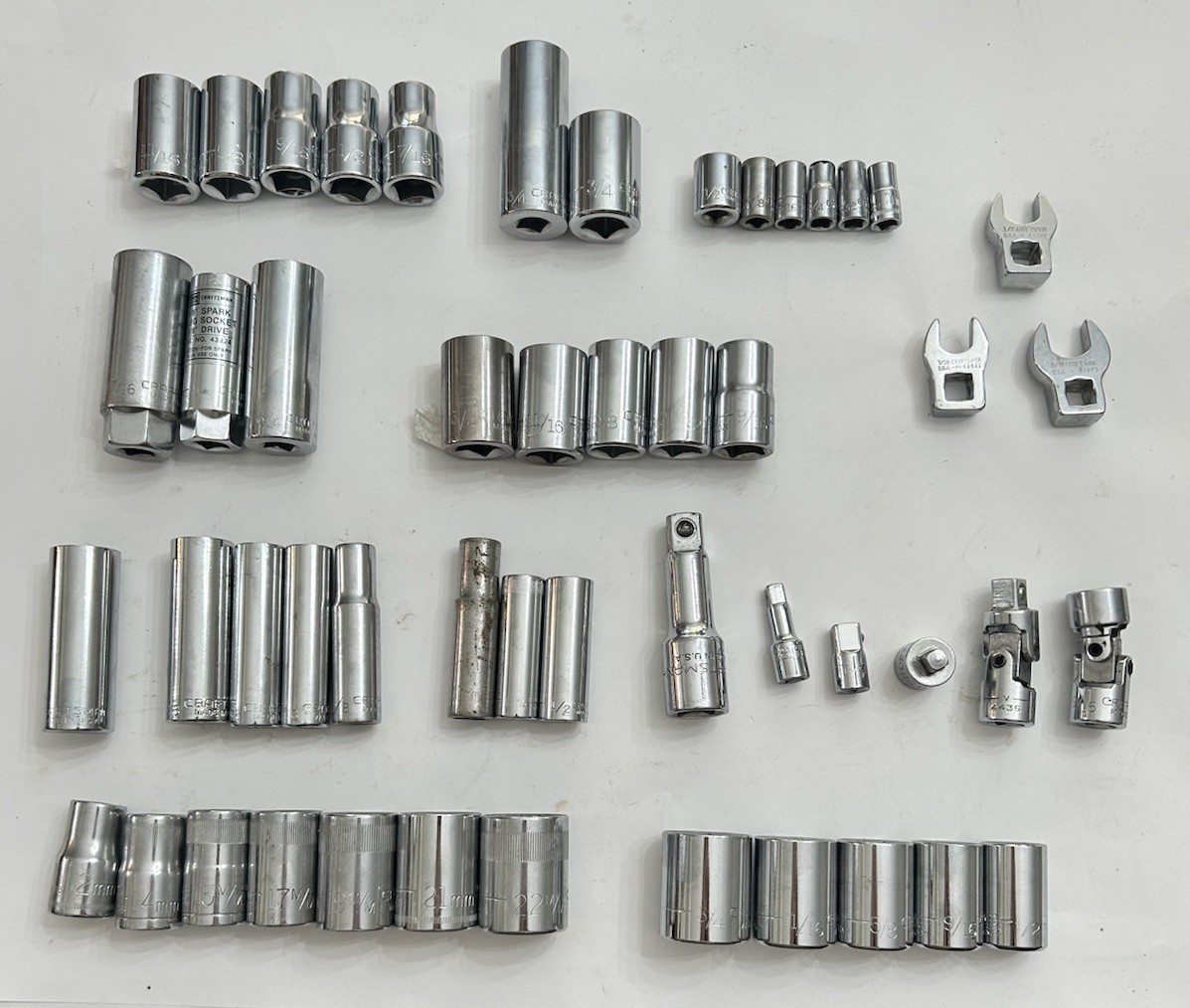 Craftsman Tools 50pc Mixed Socket Lot SAE Metric 1/4 3/8 1/2 Drives USA MADE