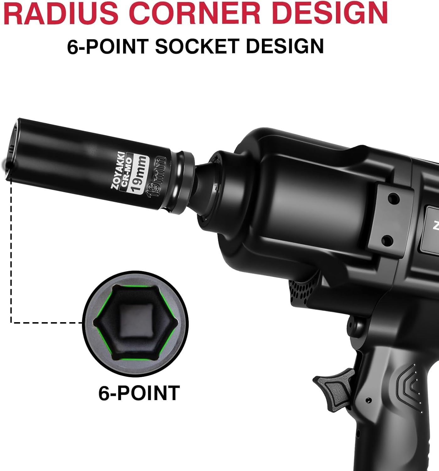 Durable 1/2″ Drive 19mm Deep Socket – Black Phosphate Finish, High Compatibility