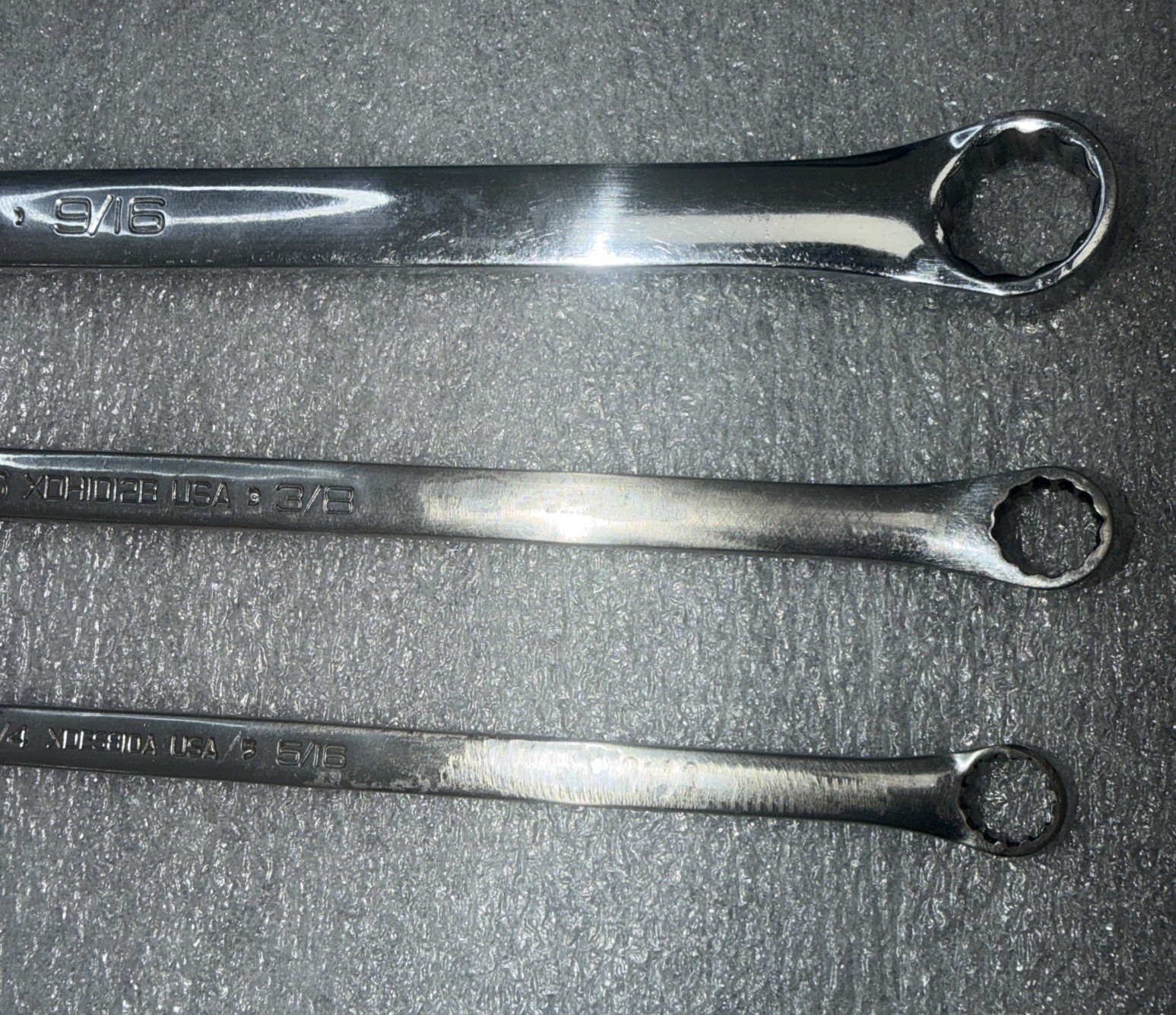 SNAP-ON 3 PC SAE Double Box End Wrench Sizes 1/4”5/16”3/8”5/16”1/2”9/16 USA