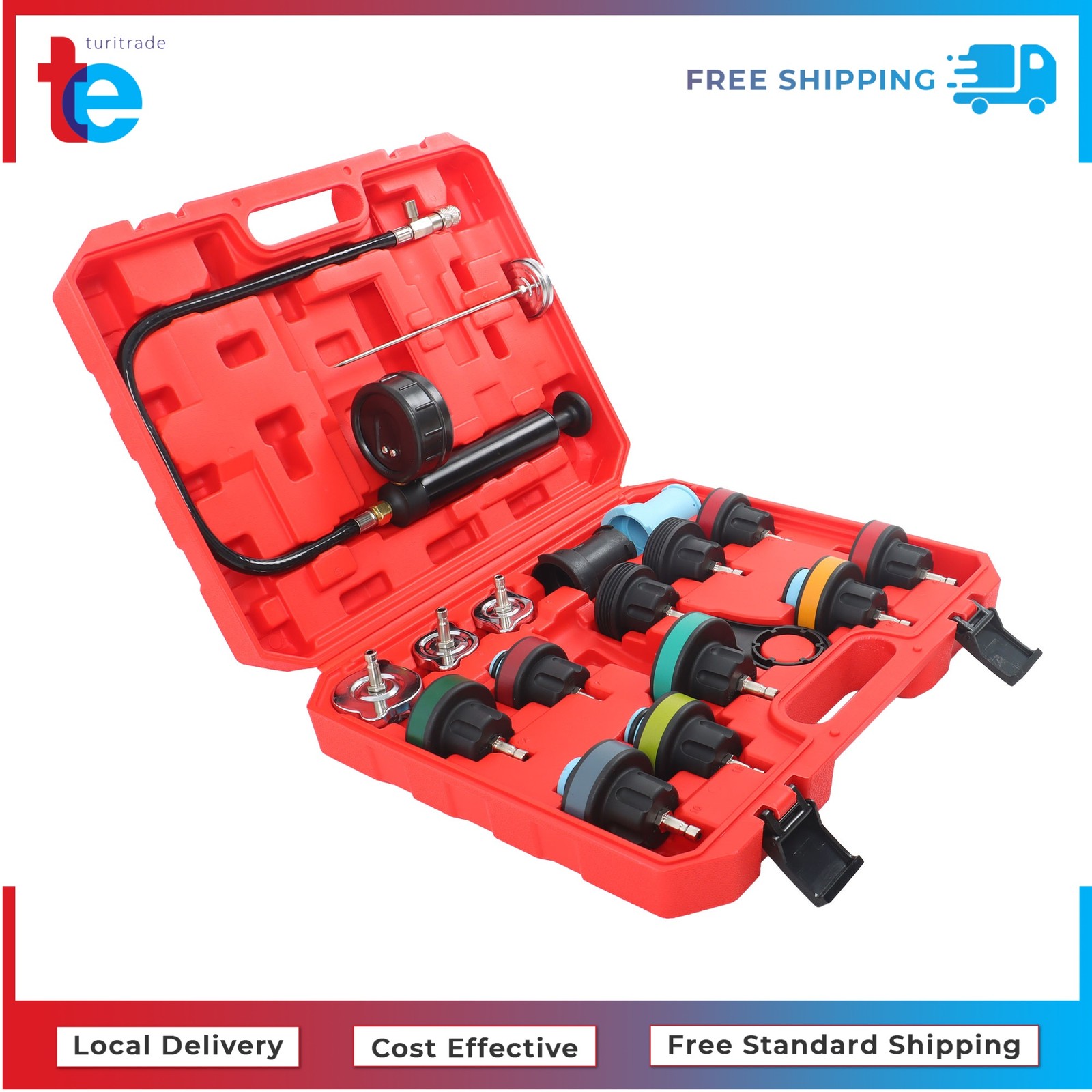 18pcs Radiator Cooling System Pressure Tester Gasket Water Tank Leak Adapter Kit