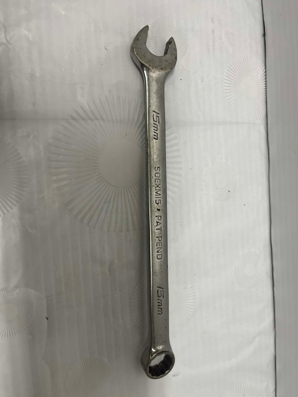 Snap On USA 15MM 12PT Metric Flank Drive Plus Chrome Combination Wrench SOEXM15