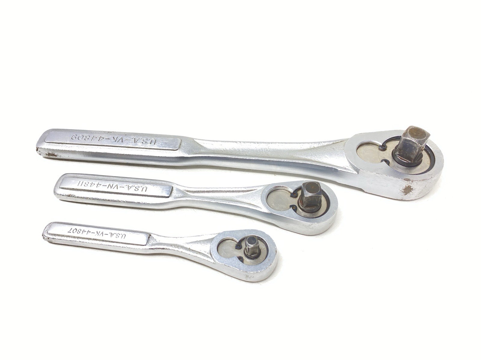 Vintage Craftsman USA Made 3pc Ratchet Set 1/4″, 3/8″, 1/2″ DR 44807 44809 44811