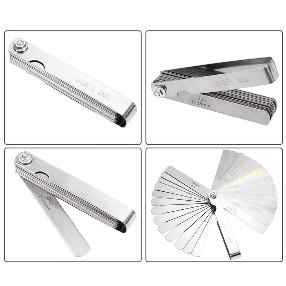 32 Blade Feeler Filler Gauge Spark Plug Gap Metric Imperial Measuring Brass Tool