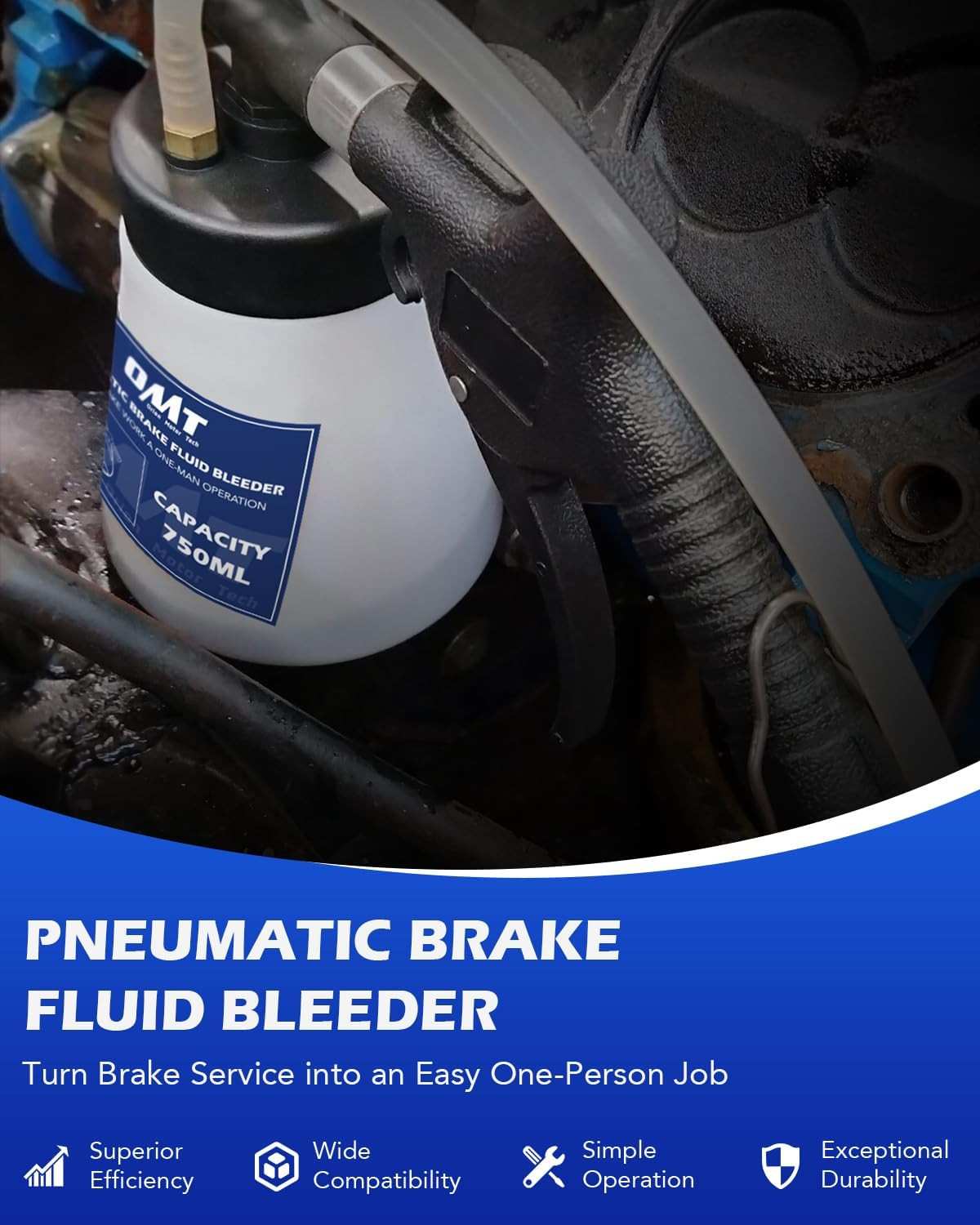 Pneumatic Brake Bleeder Kit, 0.8qt Brake Fluid Bleeder Kit with 8 Master Cylinde
