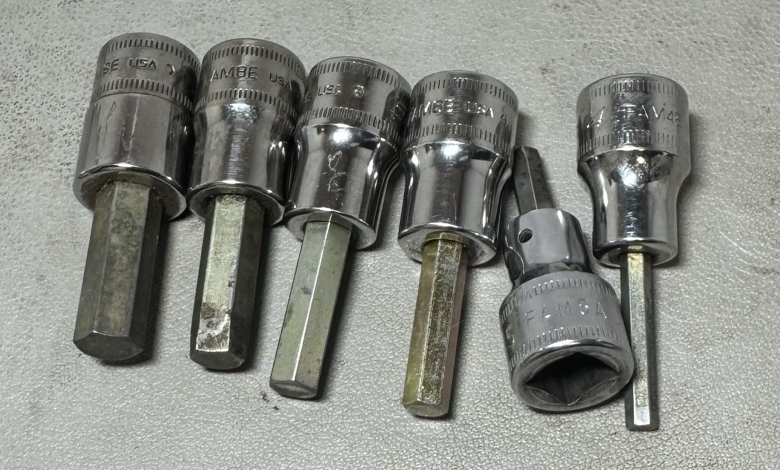 Snap-On 6pc Hex Bit Socket Set FAM4E-FAM9E. Owner marks