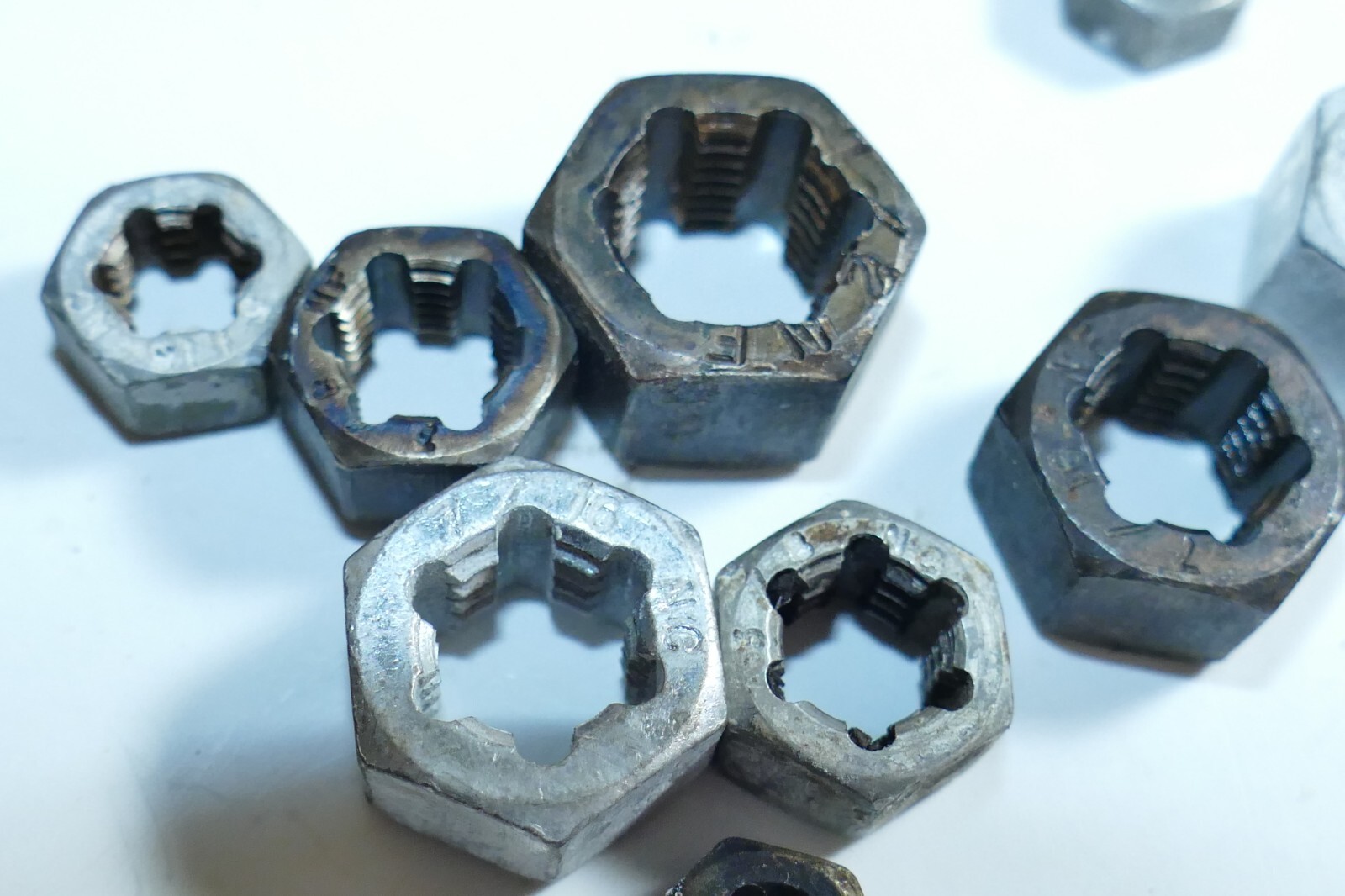 VINTAGE K-D MFG NO. 725, Hex Rethreader Die set Partial set of 9, one missing