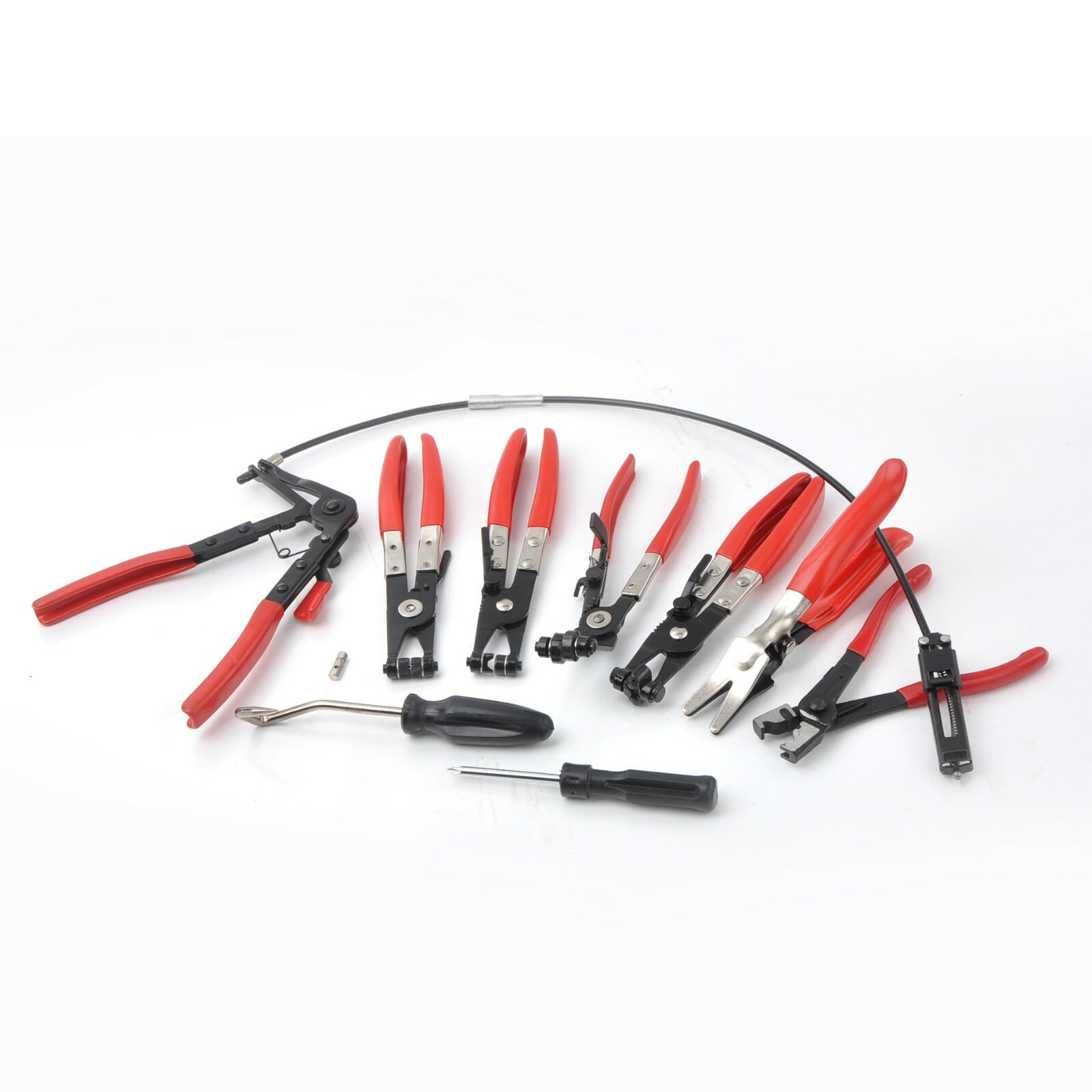 9PCS Hose Clamp Clip Plier Set Swivel Jaw Flat Angled Band Automotive Tool Set