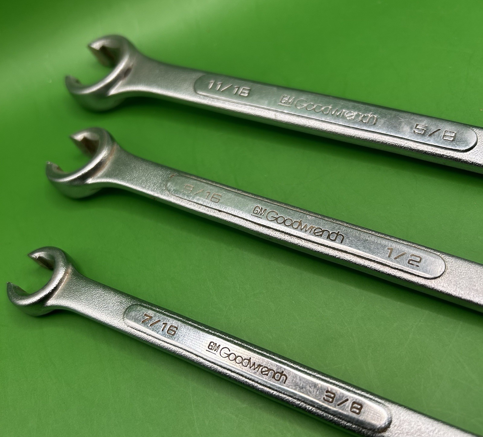 GM Goodwrench 3 Pc Flare Nut Wrench Set SAE 1/2 9/16 11/16 5/8 7/16 3/8