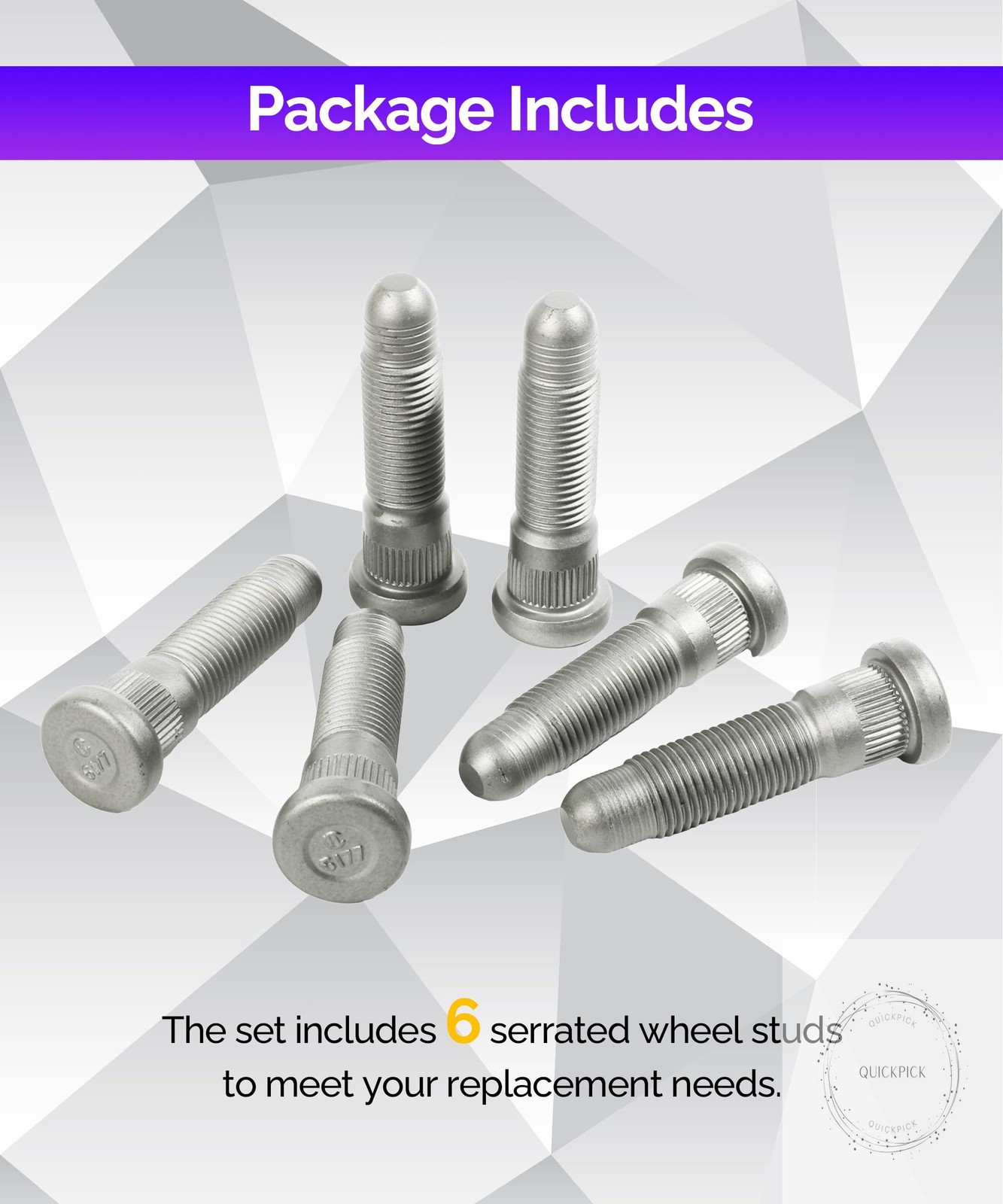 6PCS Wheel Studs,M14 x 1.50 & 31mm Long Lug Studs Serrated Wheel Stud,Wheel