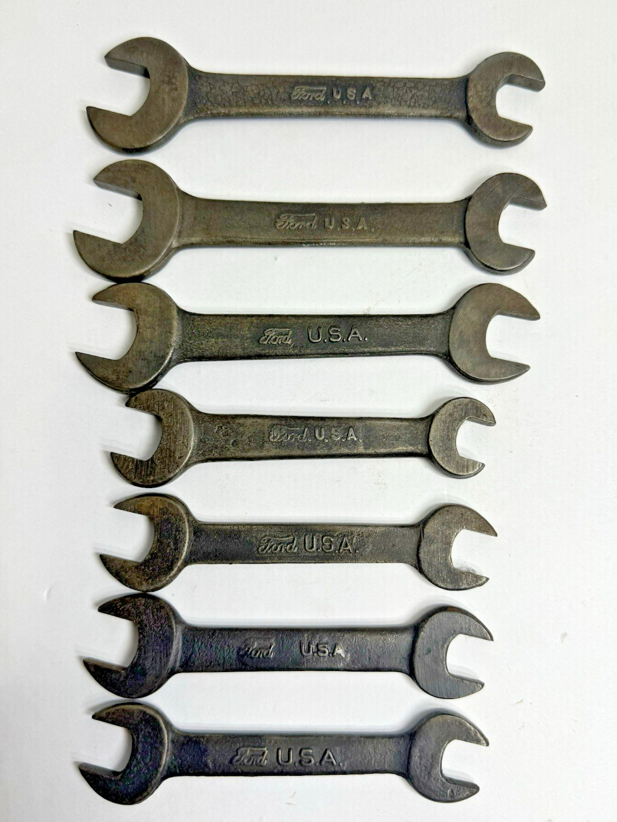 Lot Of 7 Small Antique Ford USA Automobile Car Wrenches Unmarked