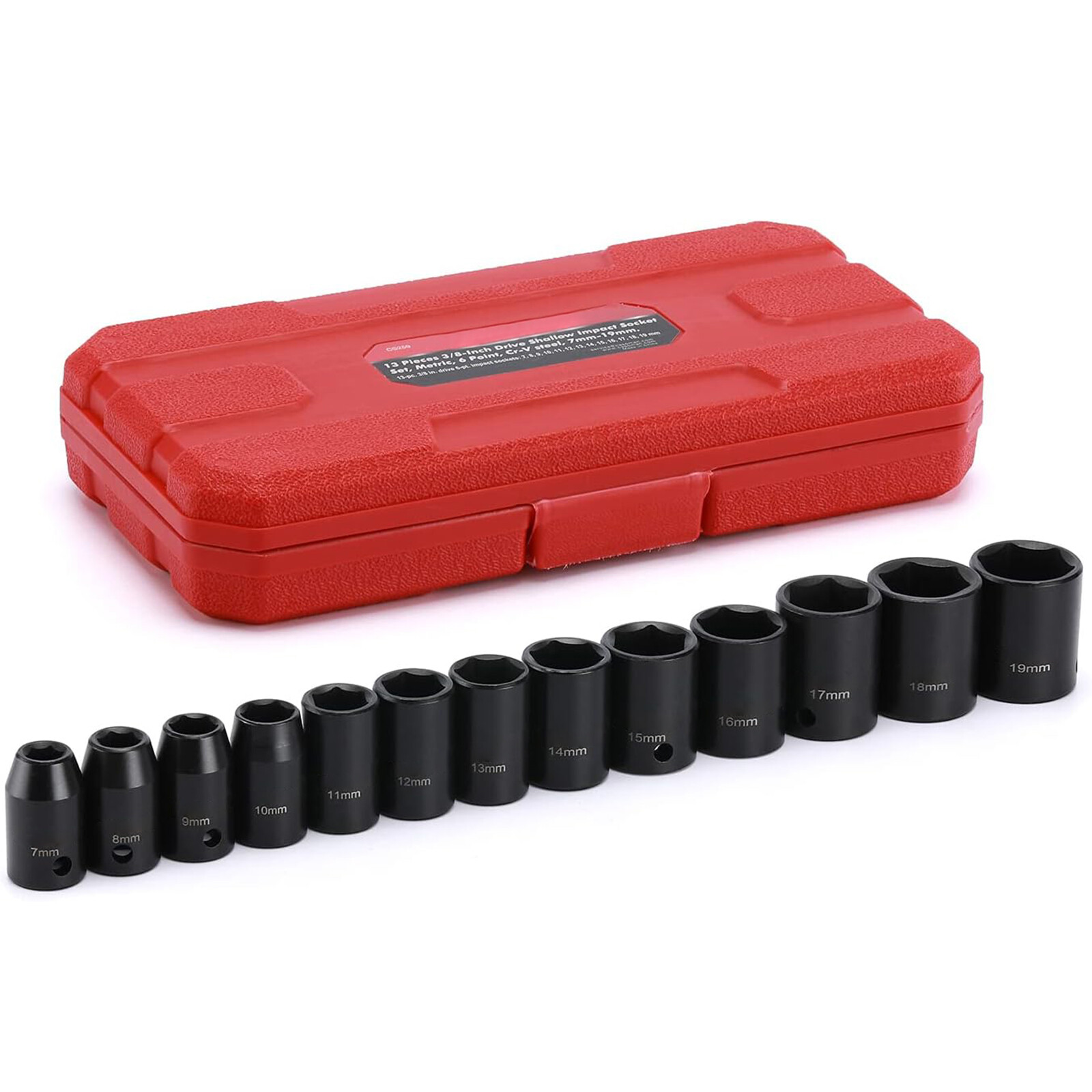 13 pc 3/8″ Dr. 6 POINT Metric Shallow Impact Socket Chrome Vanadium CRV Set