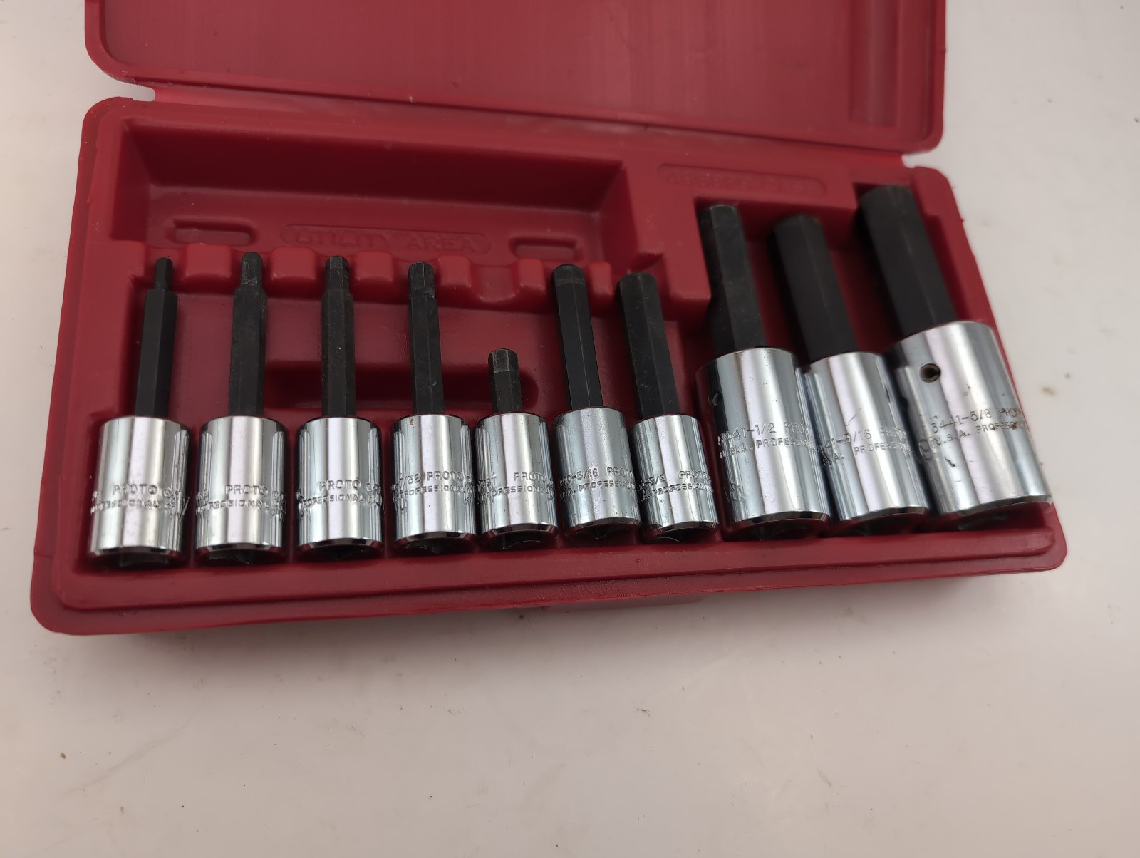 Proto 10pc 1/2″ & 3/8″ Drive SAE Hex Bit Socket Set w/Original Case Made in USA