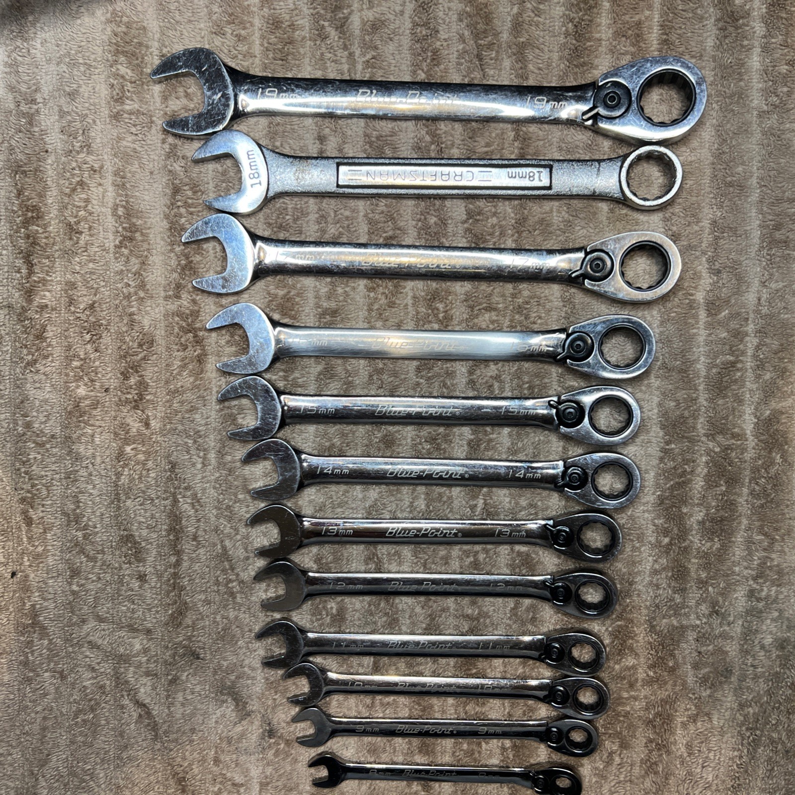 Blue Point BOERM712 11pc Metric Ratcheting Reversible Wrench Set 8-19mm *READ*