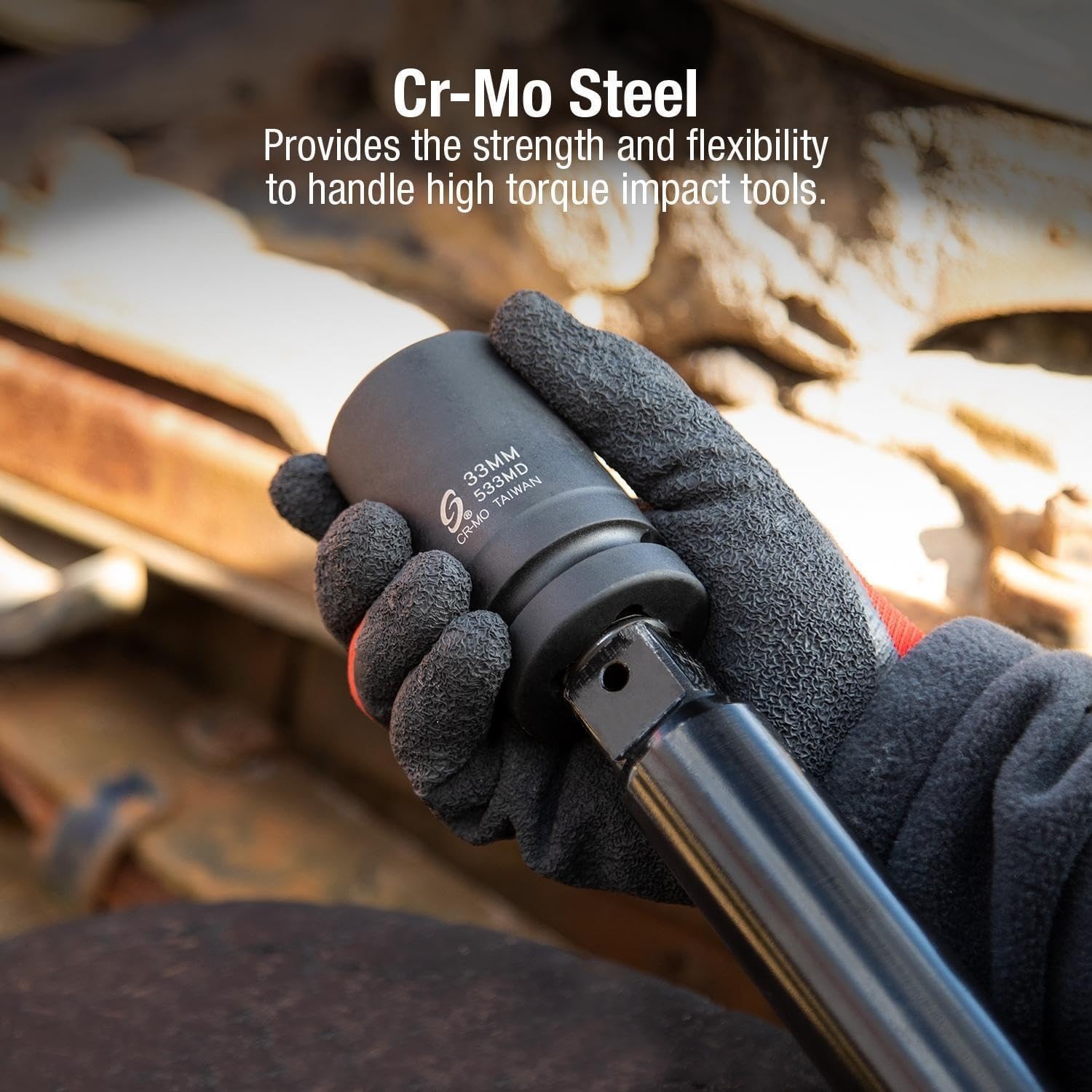 33mm Deep Impact Socket, 1 Inch Drive, Chrome Molybdenum Steel, Manganese Finish