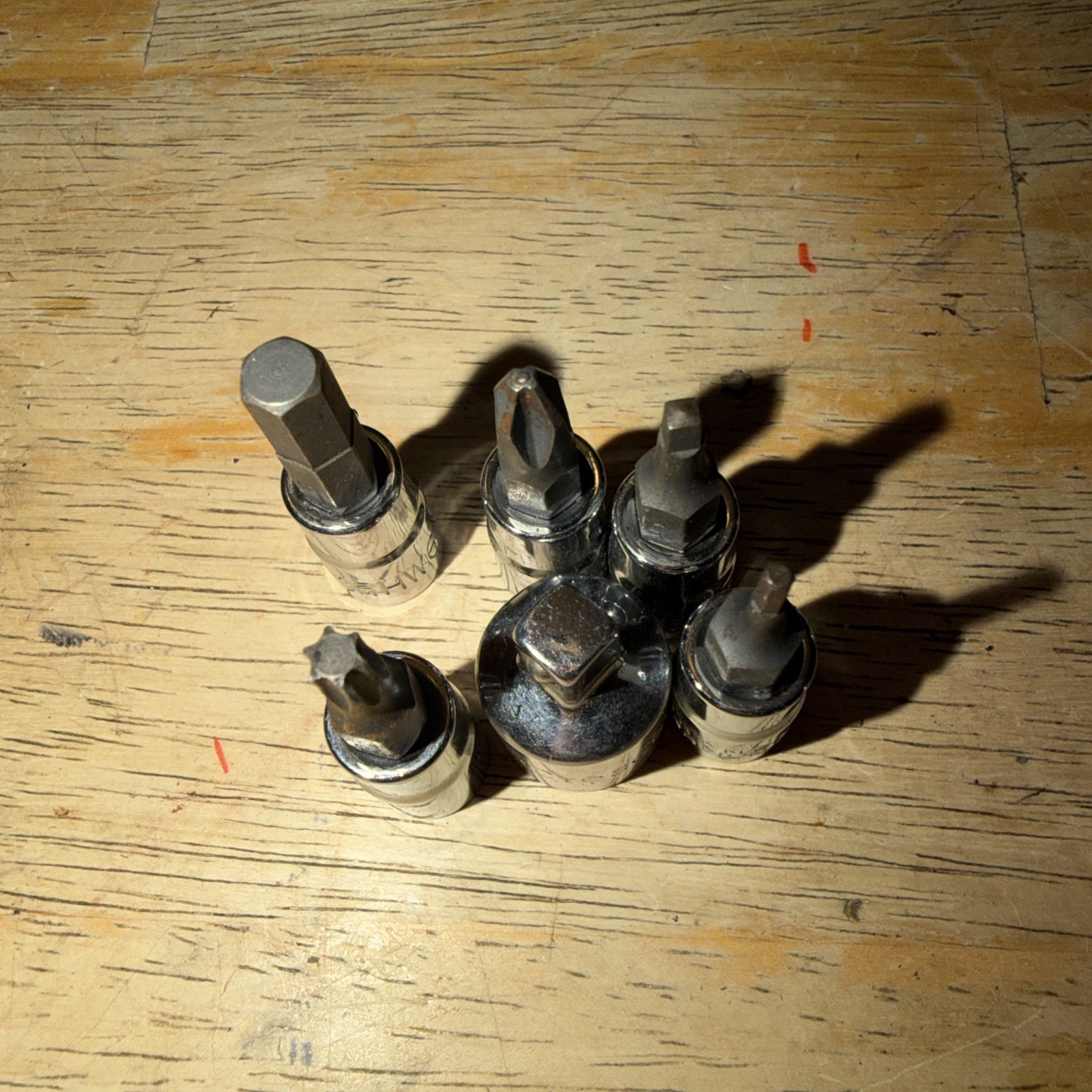Lot Of 25+ Socket Bits: 1/4” & 3/8 Drive. Torx, Hex, Flat Head, Phillips, Square