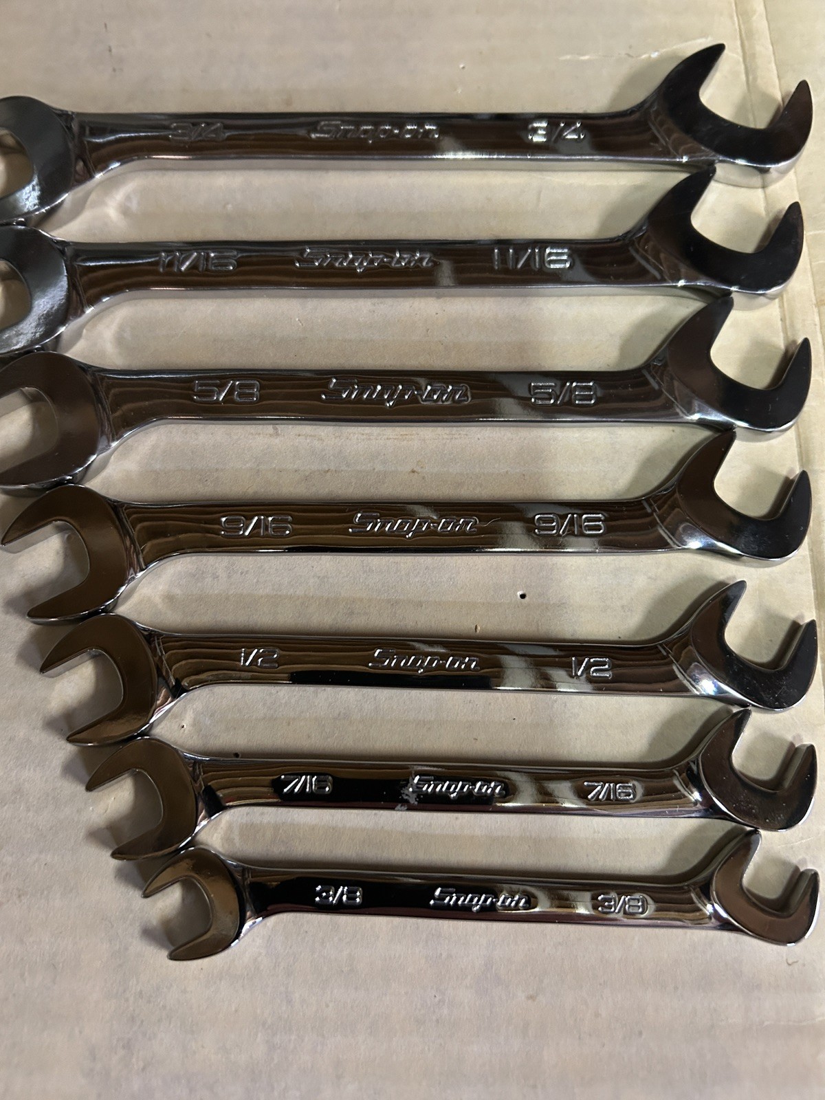 Snap-on 7 pc SAE Four-Way Angle Head Open-End Wrench Set (3/8–3/4″)