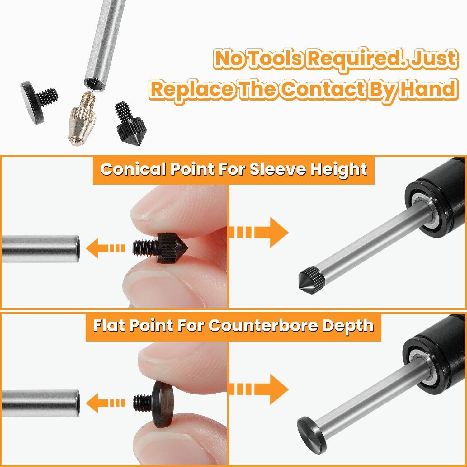 For Central Tools 6434 Sleeve Height Counterbore Counter Bore Gauge Range 0-1″