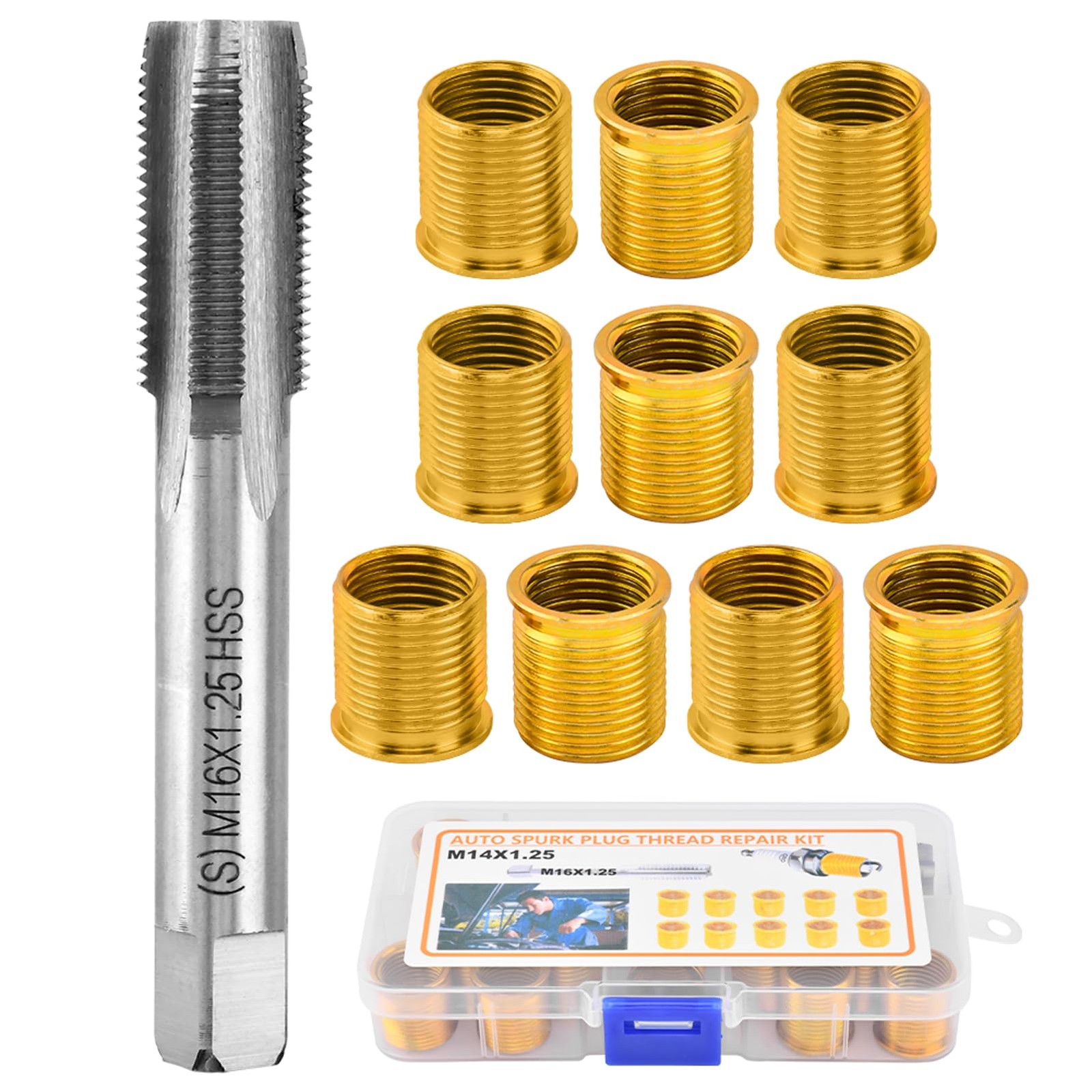 Spark Plug Thread Repair Kit M14x1.25, 11 PCS Insert and Tap Set, 10 Inserts …