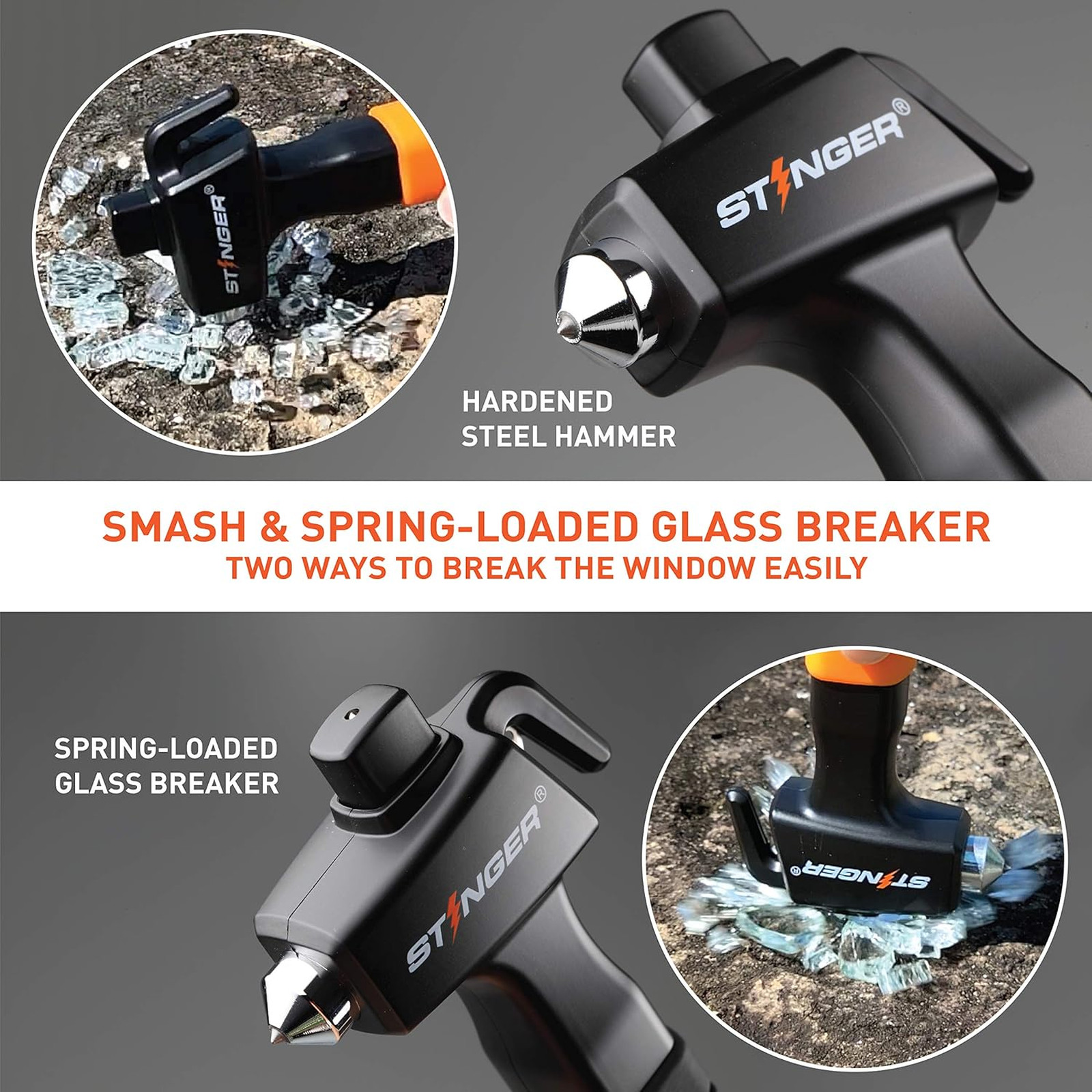 Car Emergency Escape Tool, Hardened Carbon Steel Safety Hammer, Window Breaker