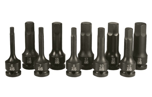 ATD Tools, ATD-4605 – 10Pc. 1/2″ Drive Metric Impact Hex Driver Set