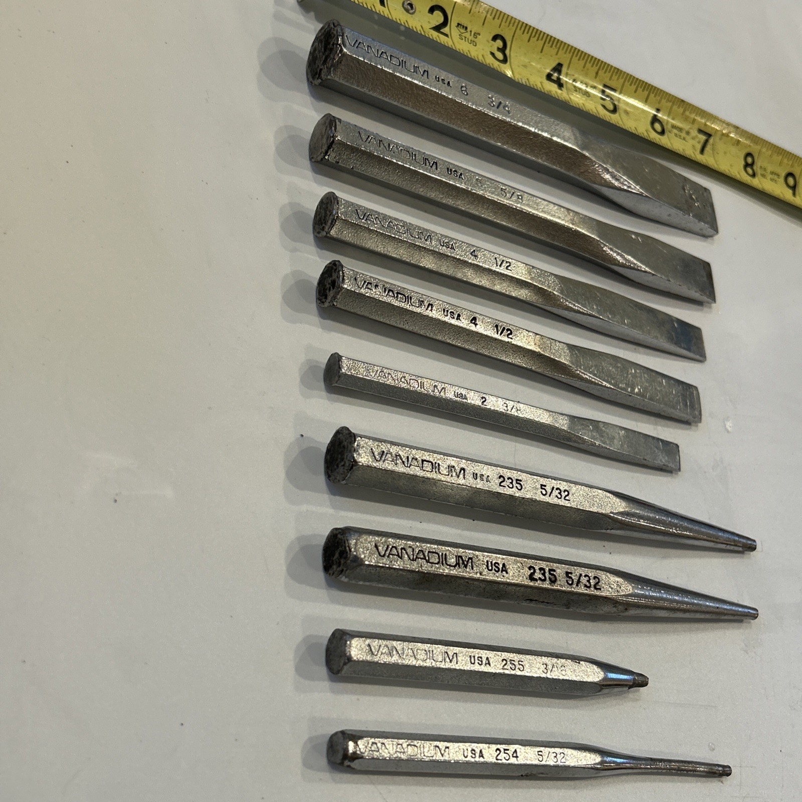 Vanadium USA Tool Company 9pc Chisel & Drift Punch Set