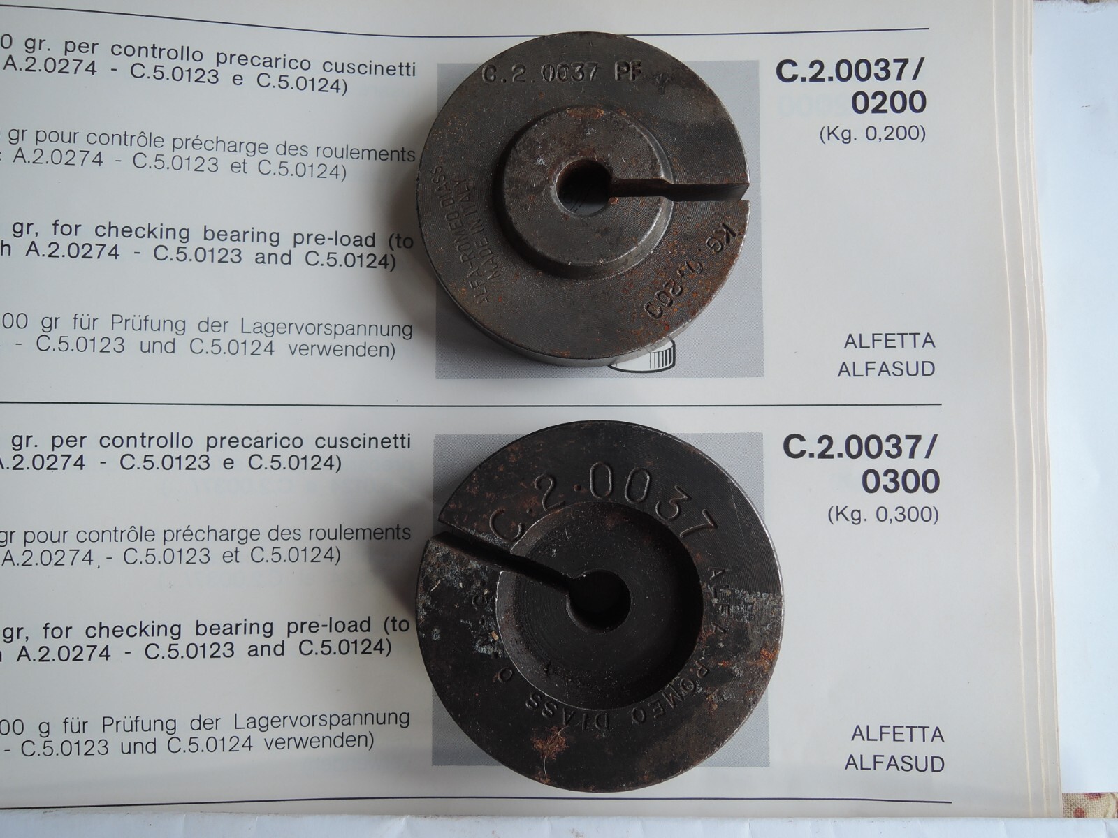 Alfa Romeo C.2.0037 Factory TOOL Pair Counter Weights 200 gram & 300 gram