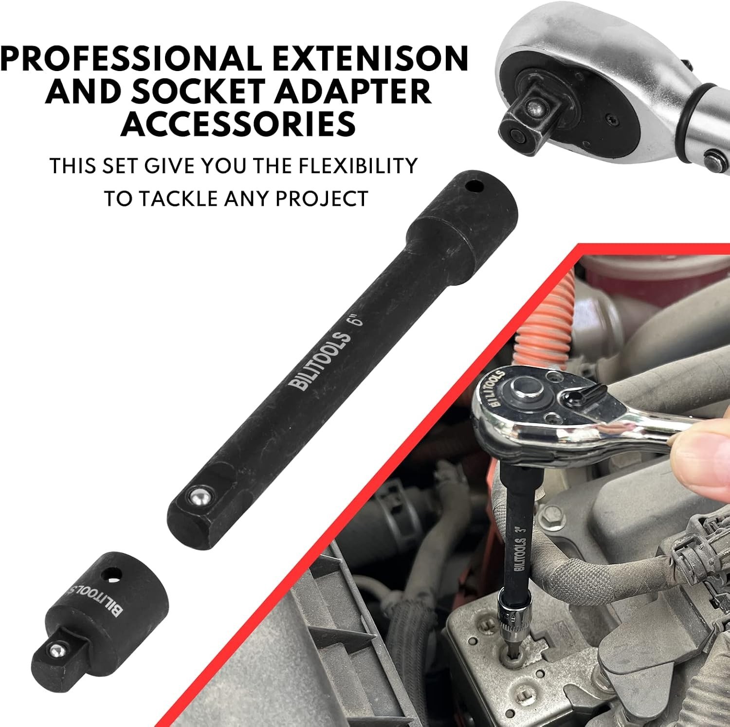 18Pc Impact Socket Extension Set | CR-V Steel, Storage Case