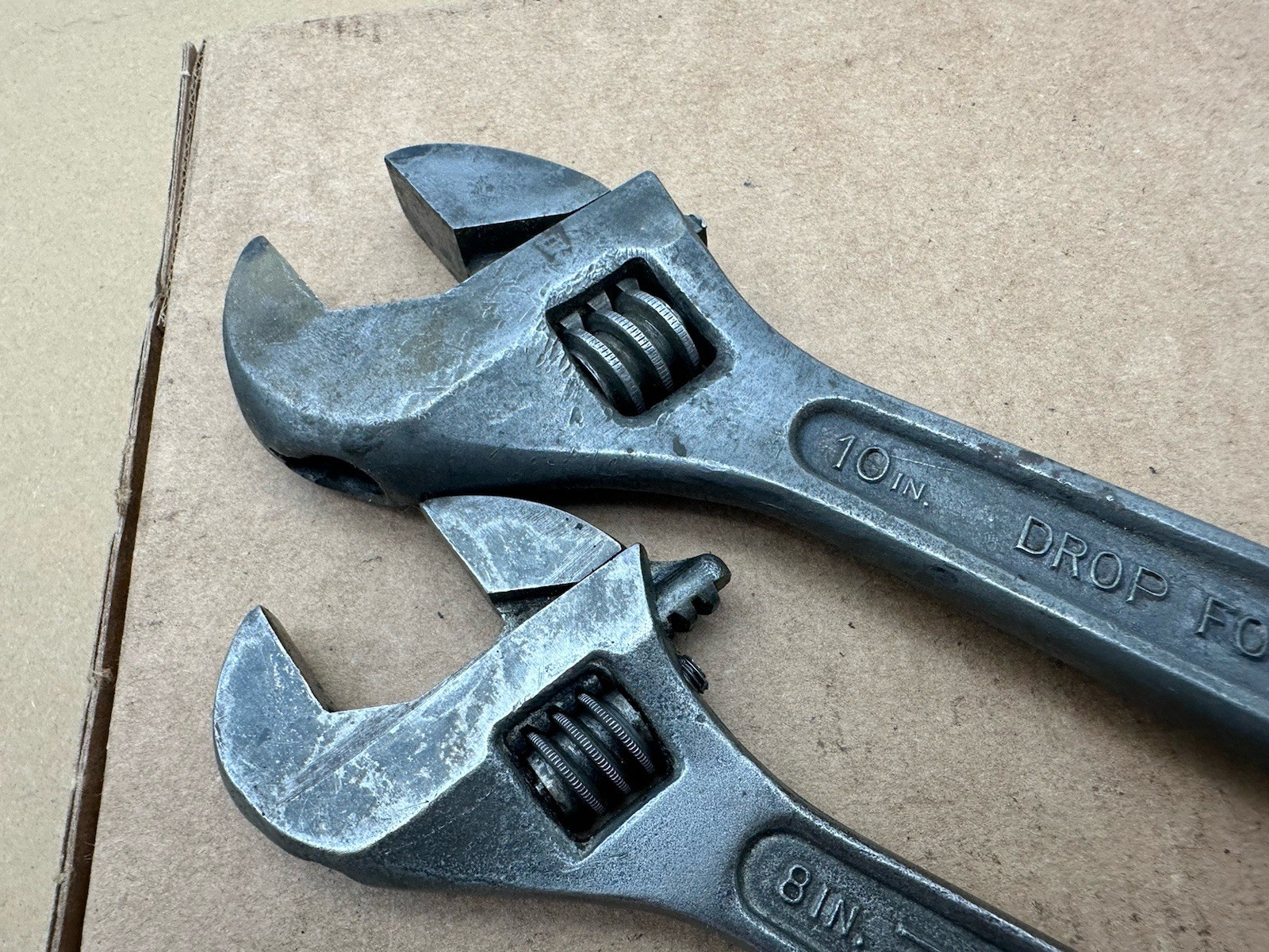 2 Vtg Crescent Tool Co Dunlap 10” 8” Adjustable Wrench Made USA Jamestown *READ*