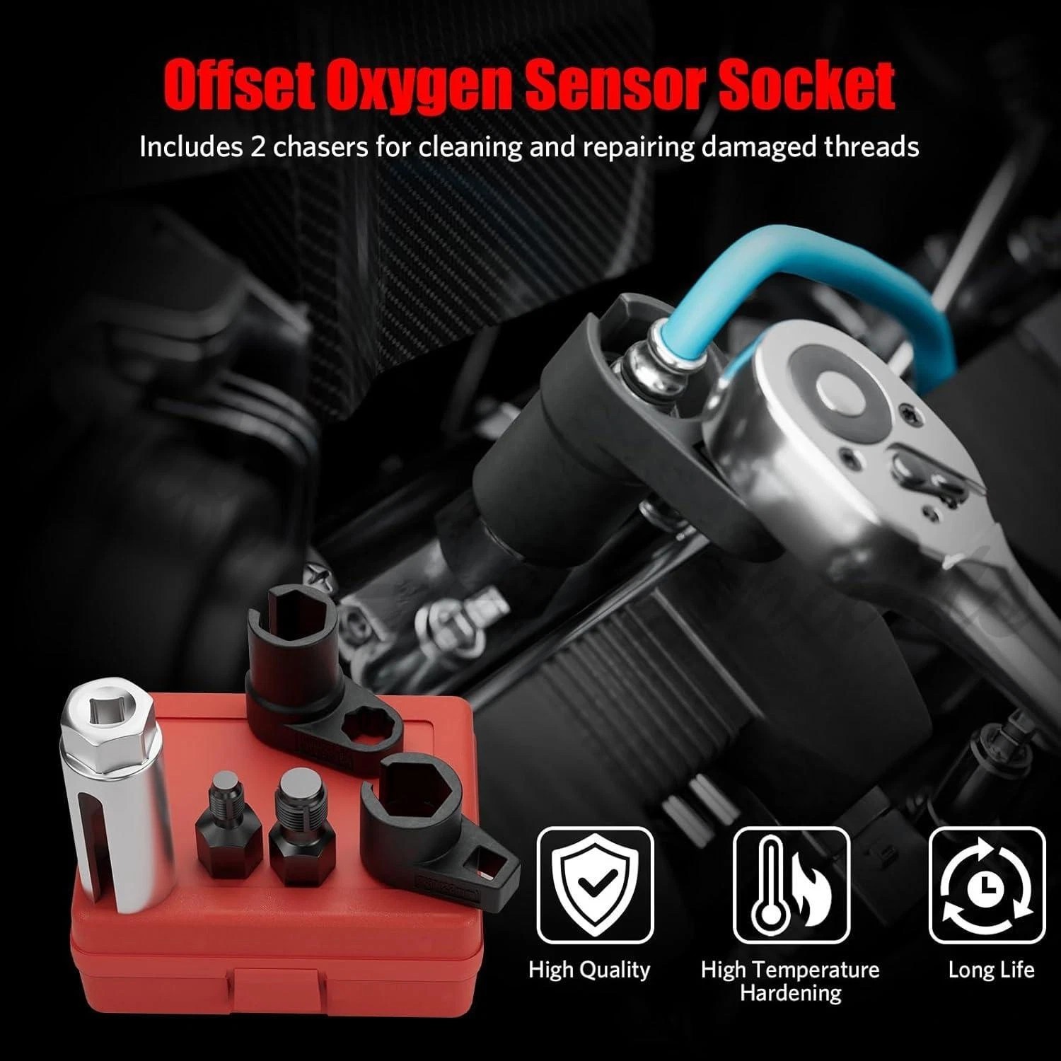 BEYU Oxygen Sensor Wrench Kit High Durability Socket Set for Sensor Maintenance