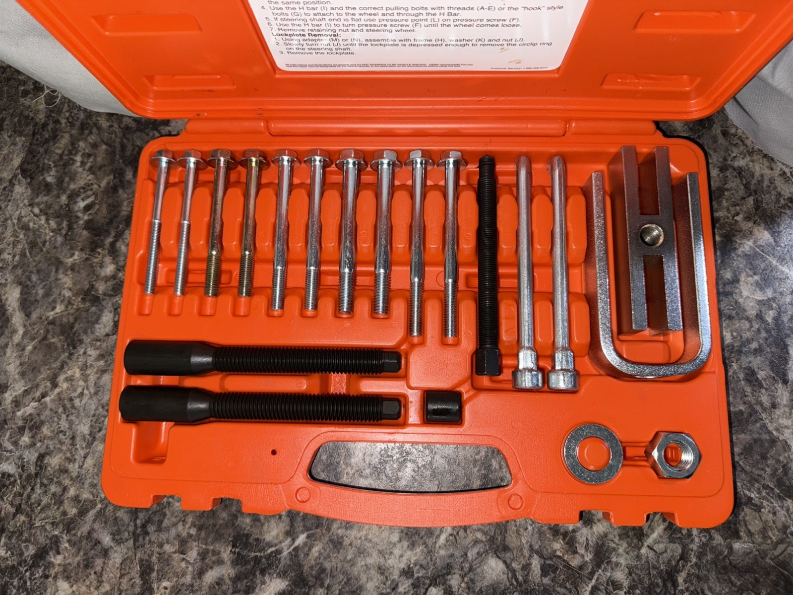 OEM TOOLS 57182 Steering Wheel Puller Set Removal Kit Lock Plate Tool