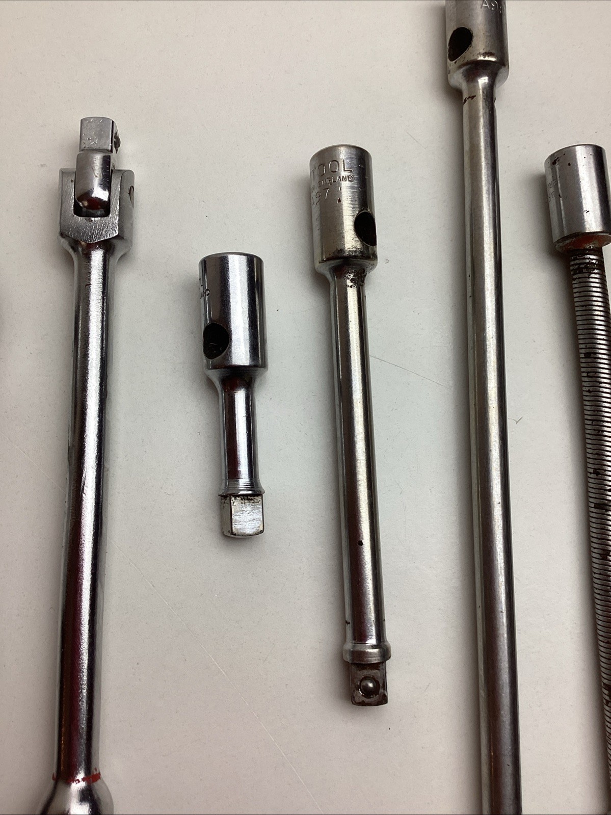 6 Pc BRITOOL 3/8”Drive Assortment. 4 Extensions. Ratchet. T Bar. Breaker Bar